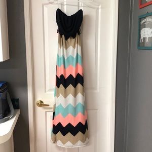Rue 21 Strapless Chevron Maxie dress.